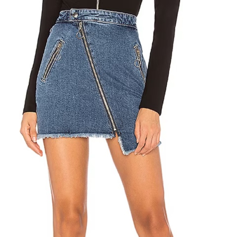Joe's Jeans Women's Blue Karla Asymmetrical Zip Front Denim Skirt size 26